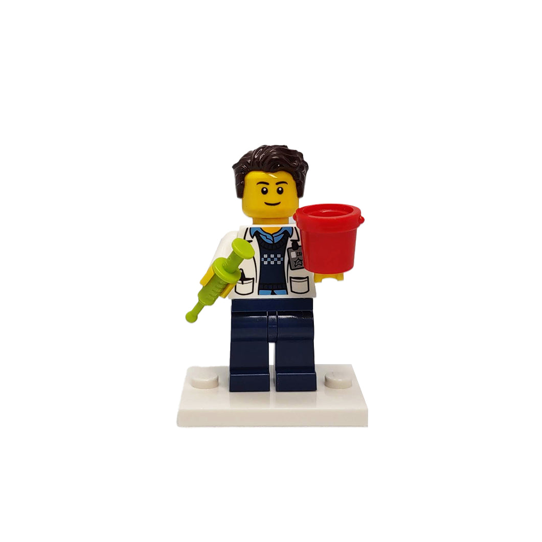 Custom LEGO® Lab Set - Male Scientist Minifigure with Micropipette and Lab Ice Bucket | Gift for Biologists, Chemists, Medical Lab Technicians, and Biology Enthusiasts