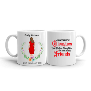 Departing, Leaving, Farewell, Going Away Gift For Female Coworkers, Employees, Colleagues & Friends - Personalized Mug - Chance Made Us Colleagues, 11oz