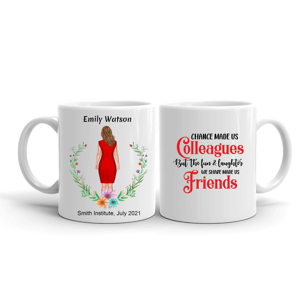 Departing, Leaving, Farewell, Going Away Gift For Female Coworkers, Employees, Colleagues & Friends - Personalized Mug - Chance Made Us Colleagues, 11oz