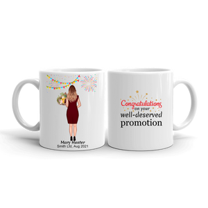 Job Promotion Gift For Female Coworkers, Employees, Colleagues & Friends - Personalized Mug - Congratulations On Your Well-deserved Promotion, 11oz