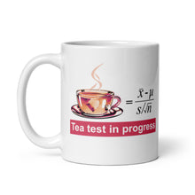Tea Test in Progress White Glossy Mug | Gift for Mathematicians and Statisticians