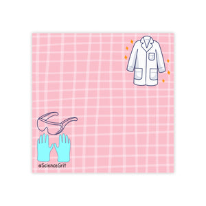 Lab Coat, Gloves, and Goggles Sticky Note