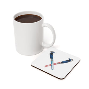 Dueling Pipettes (Pipesabers) Cork Back Coaster | Gift for Biologists