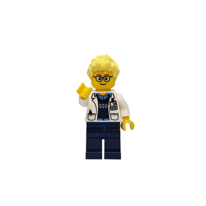 Custom LEGO® Lab Set - Male Scientist With Glasses Minifigure | Gift for Biologists, Chemists, Medical Lab Technicians, and Biology Enthusiasts