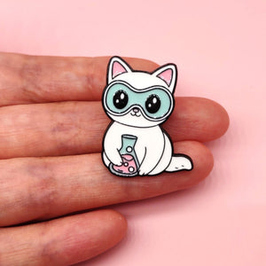 Curious Science Cat Enamel Pin | Gift for Scientists or Cat Lovers