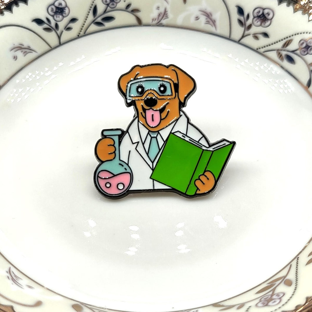 Curious Science Dog Enamel Pin | Gift for Scientists or Dog Lovers