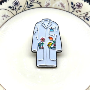 Floral Lab Coat Enamel Pin | Gift for Scientists