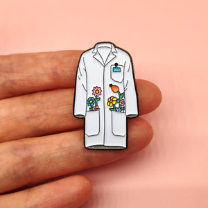 Floral Lab Coat Enamel Pin | Gift for Scientists