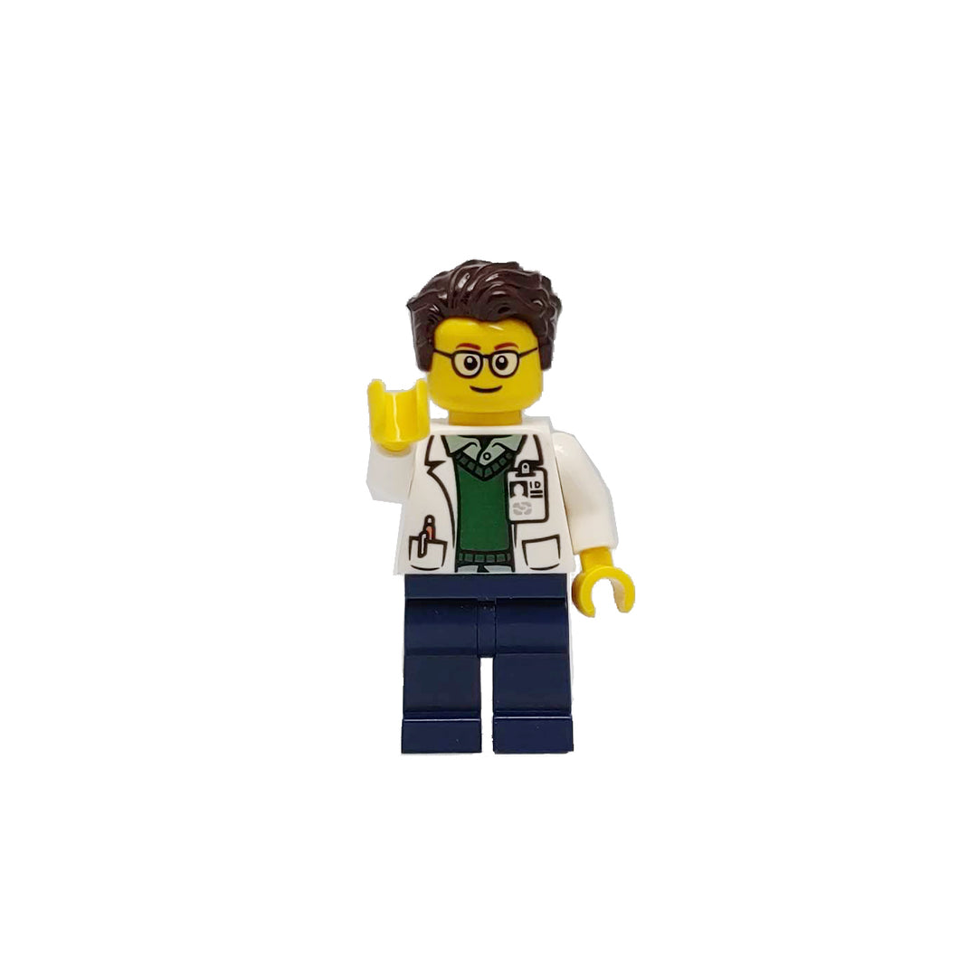 Custom LEGO® Lab Set - Male Scientist With Glasses Minifigure | Gift for Biologists, Chemists, Medical Lab Technicians, and Biology Enthusiasts