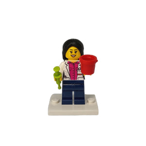 Custom LEGO® Lab Set - Female Scientist Minifigure with Micropipette and Lab Ice Bucket | Gift for Biologists, Chemists, Medical Lab Technicians, and Biology Enthusiasts