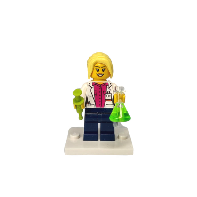 Custom LEGO® Lab Set - Female Scientist Minifigure with Micropipette and Flask | Gift for Chemists, Biologists, Medical Lab Technicians, and Science Enthusiasts