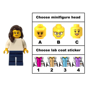 Custom LEGO® Lab Set - Female Scientist Minifigure | Gift for Biologists, Chemists, Medical Lab Technicians, and Biology Enthusiasts