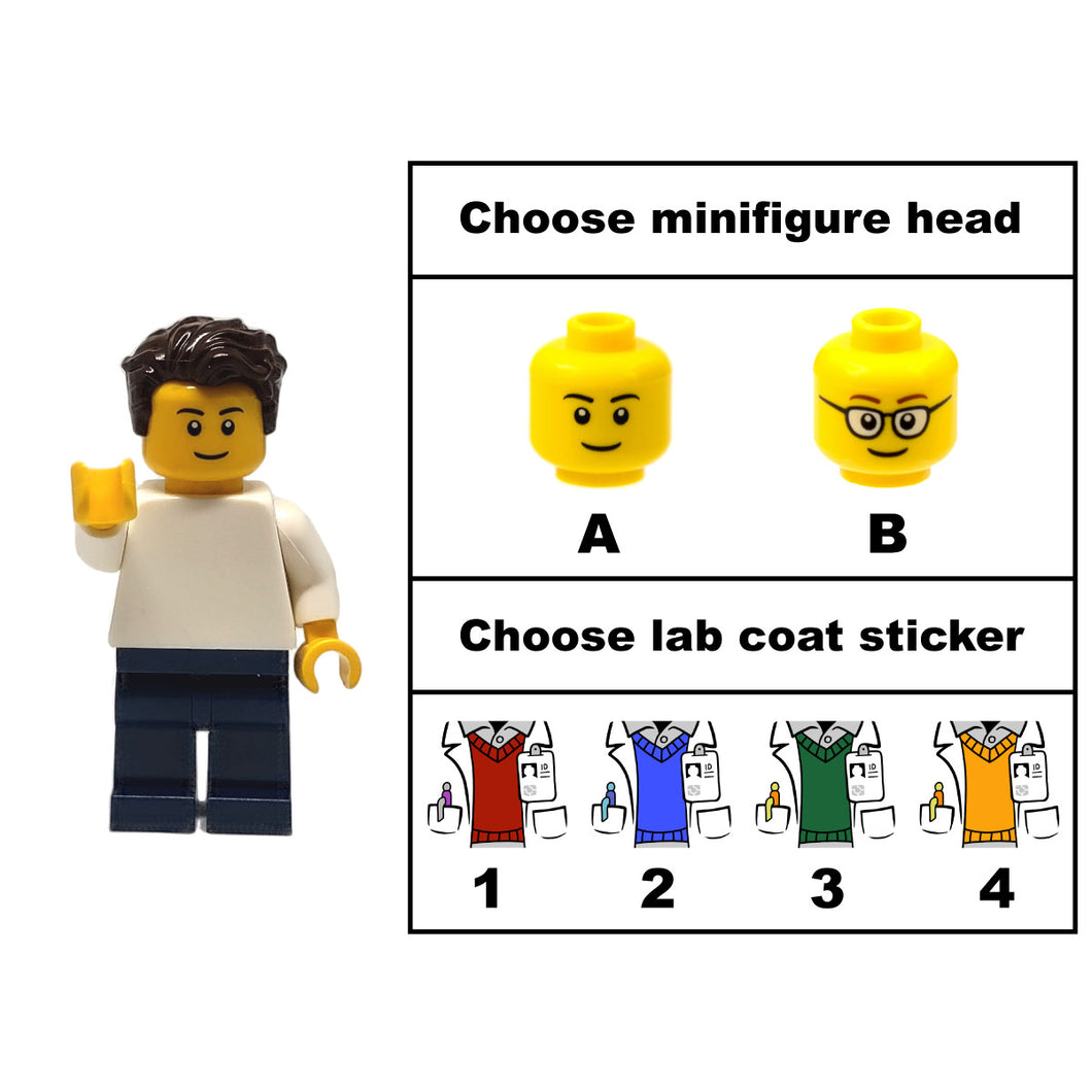 Custom LEGO® Lab Set - Male Scientist Minifigure | Gift for Biologists, Chemists, Medical Lab Technicians, and Biology Enthusiasts