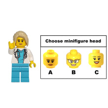 A female doctor figurine with a stethoscope.