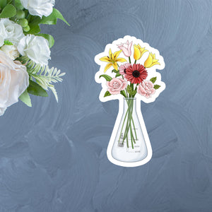 Flask with Flowers Sticker