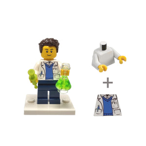 Custom LEGO® Lab Set - Male Scientist Minifigure with Micropipette and Flask | Gift for Chemists, Biologists, Medical Lab Technicians, and Science Enthusiasts