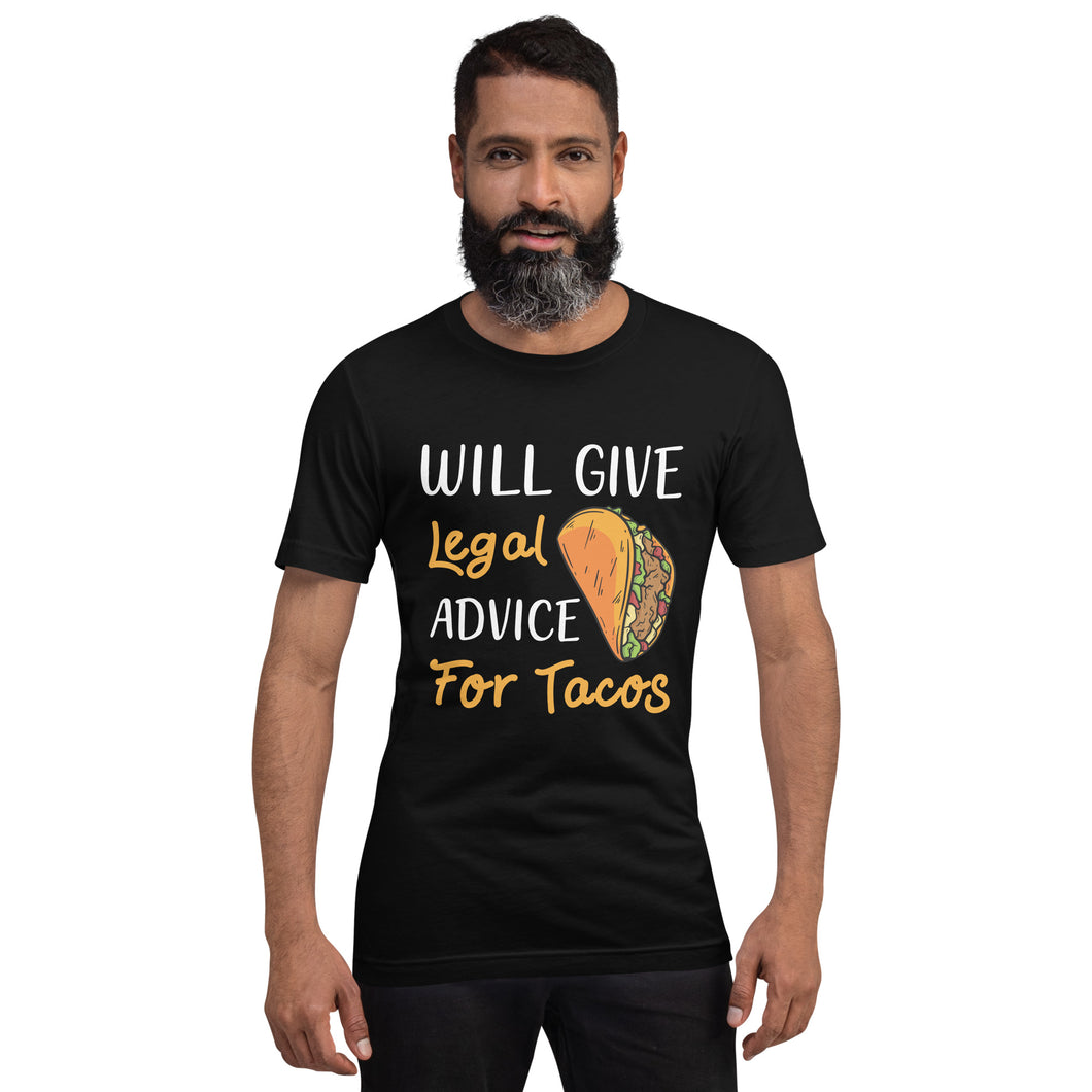 Unisex Short Sleeve Premium Cotton T-shirt - Will Give Legal Advice For Tacos