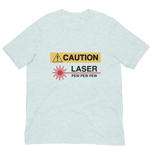 Unisex Short Sleeve Premium Cotton T-shirt - Caution Laser