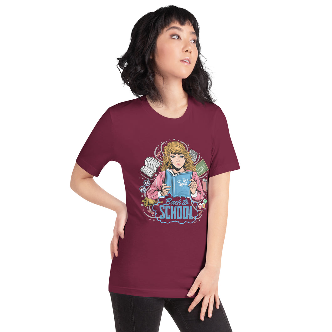 Unisex Short Sleeve Premium Cotton T-shirt - Back to School to Study Science