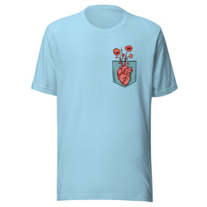 Unisex Short Sleeve Premium Cotton T-shirt - Heart Flower