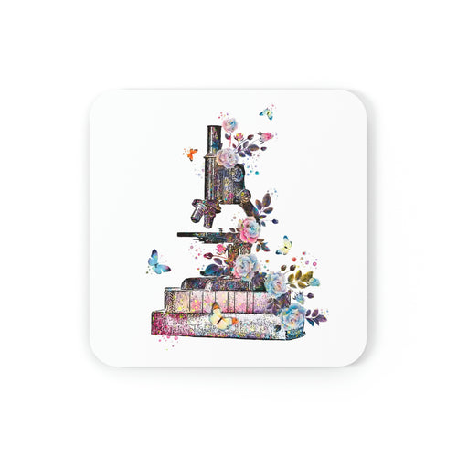 Watercolor Microscope Cork Back Coaster | Gift for Pathologists, Biologists or Life Science Lovers