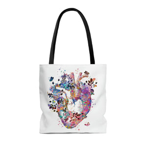 Floral Heart Tote Bag | Gift for Cardiologists, Medical Students, Cardiac Nurses, or Heart Researchers