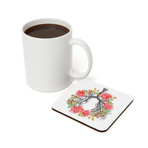 Floral Lungs Cork Back Coaster | Gift for Pulmonologists, Medical Students, Respiratory Nurses, or Lung Researchers