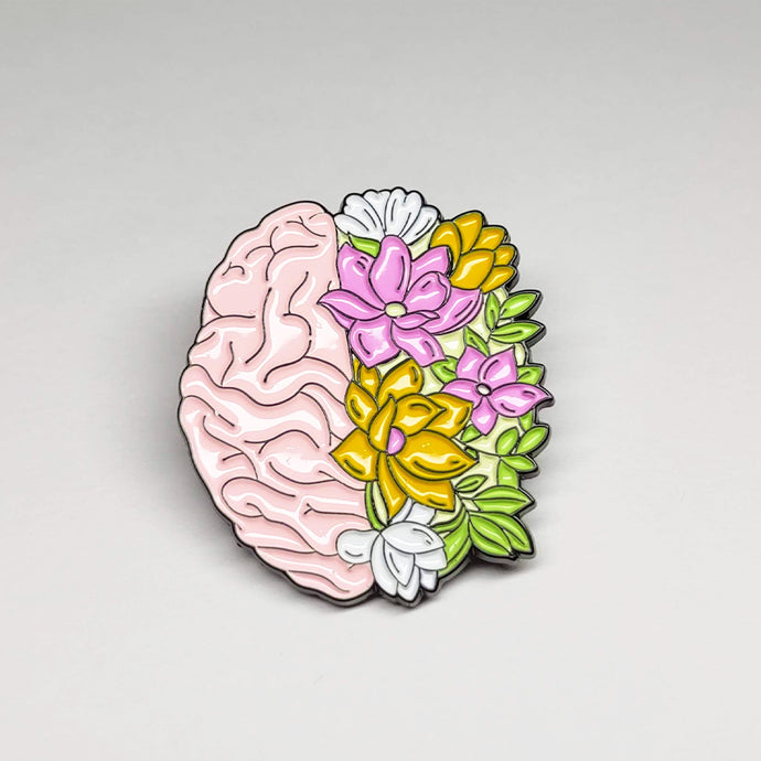 Floral Brain Pin 2 | Gift for Neuroscience Researchers/Scientists/Enthusiasts/Nurses/Doctors, Science Teachers, or Psychologists