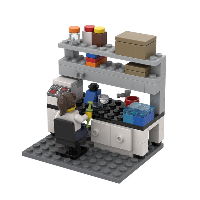 Custom LEGO® Lab Set - Lab Bench | (Minifigure not included) | Gift for Laboratory Scientists/Technicians, Chemists, and Biologists
