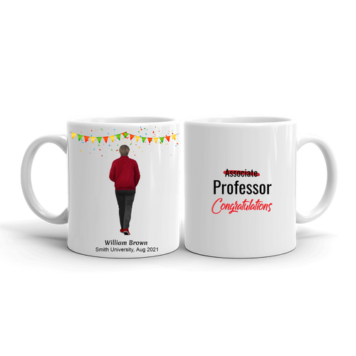 Job Promotion Gift For Male Coworkers, Employees, Colleagues & Friends - Personalized Mug - Professorship, 11oz