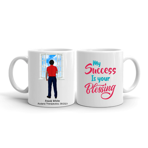 Thank You Appreciation Gift For Male Coworkers, Employees, Colleagues & Friends - Personalized Mug  - My Success Is Your Blessing, 11oz