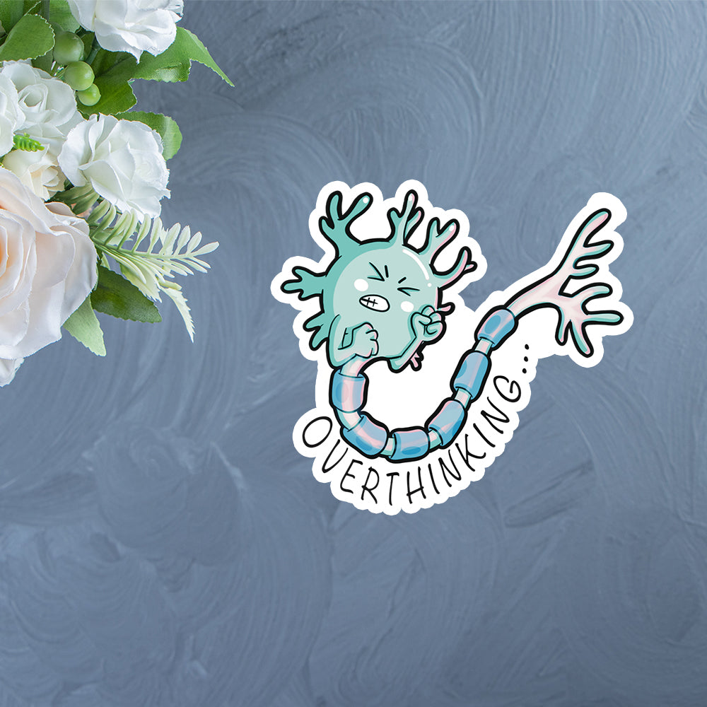 Overthinking Sticker Overthinking Neuron Sticker | Gift for Neuroscience researchers and lo ...