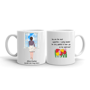 Thank You Appreciation Gift For Female Coworkers, Employees, Colleagues & Friends - Personalized Mug  - You're The Most Supportive Mentor, 11oz