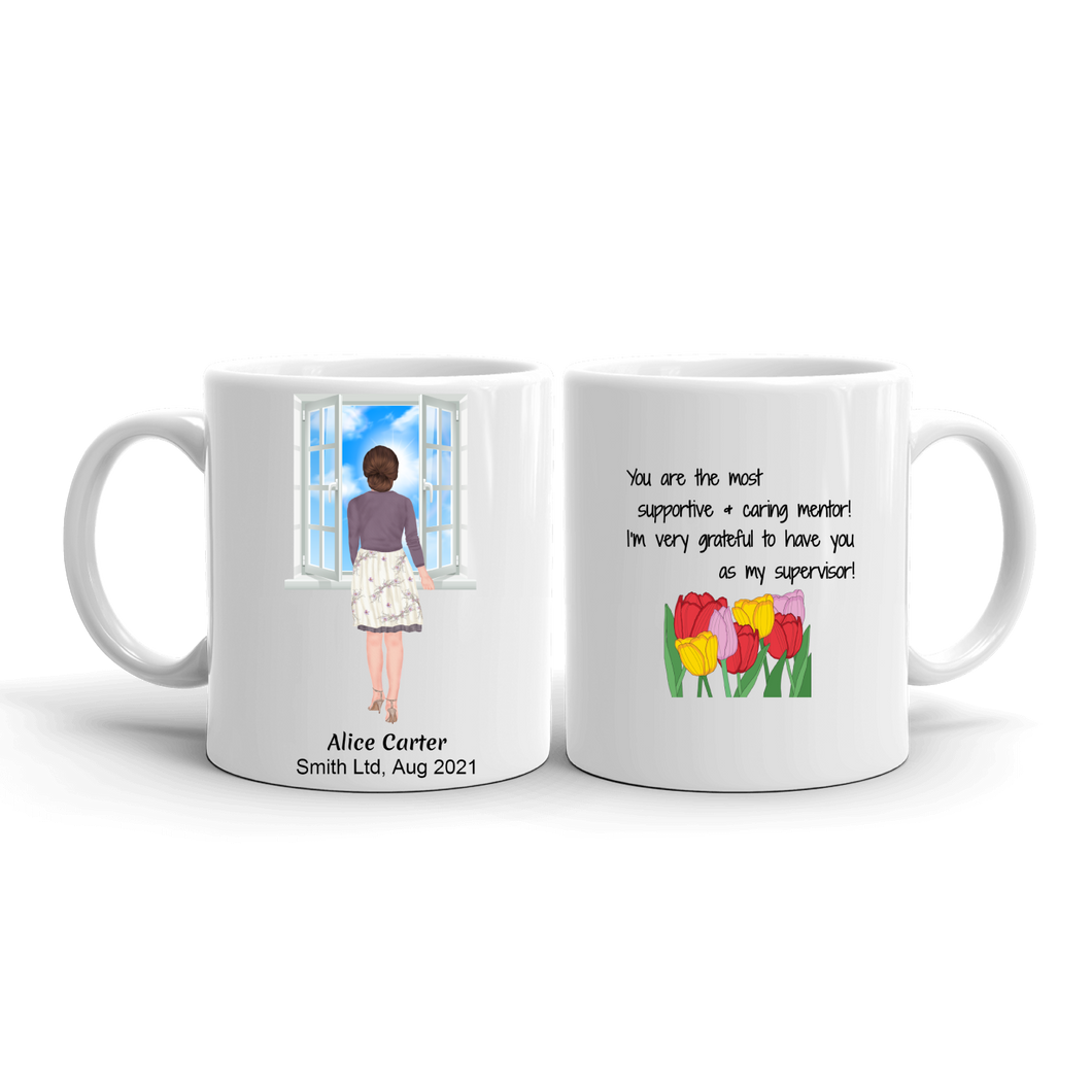 Thank You Appreciation Gift For Female Coworkers, Employees, Colleagues & Friends - Personalized Mug  - You're The Most Supportive Mentor, 11oz