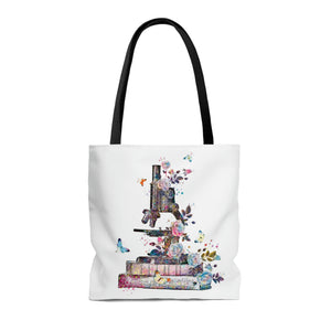 Watercolor Microscope Tote Bag | Gift for Pathologists, Biologists or Life Science Lovers