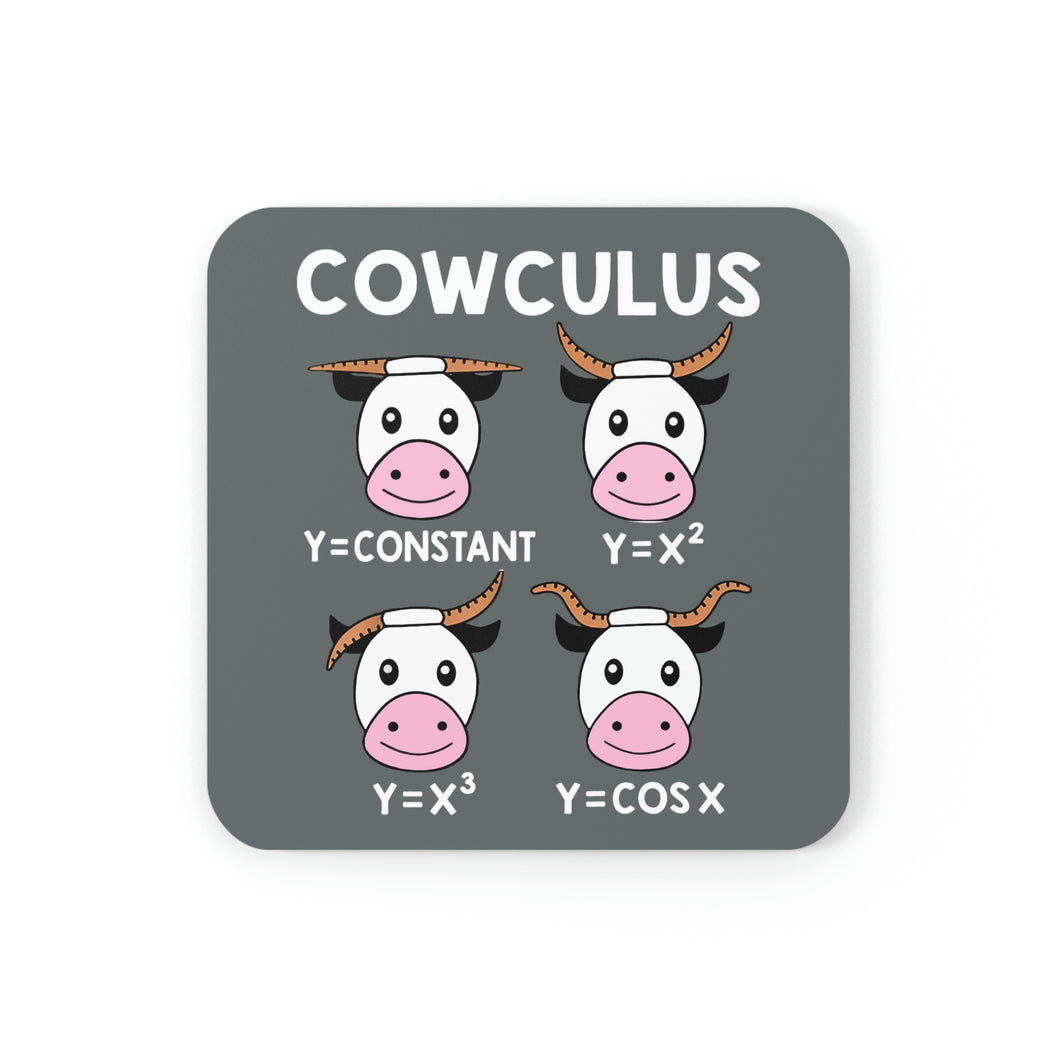Cowculus Cork Back Coaster | Gift for Math Lovers, Mathematicians, Data Scientists, Engineers, Statisticians, or Physicists, or Pharmacologists