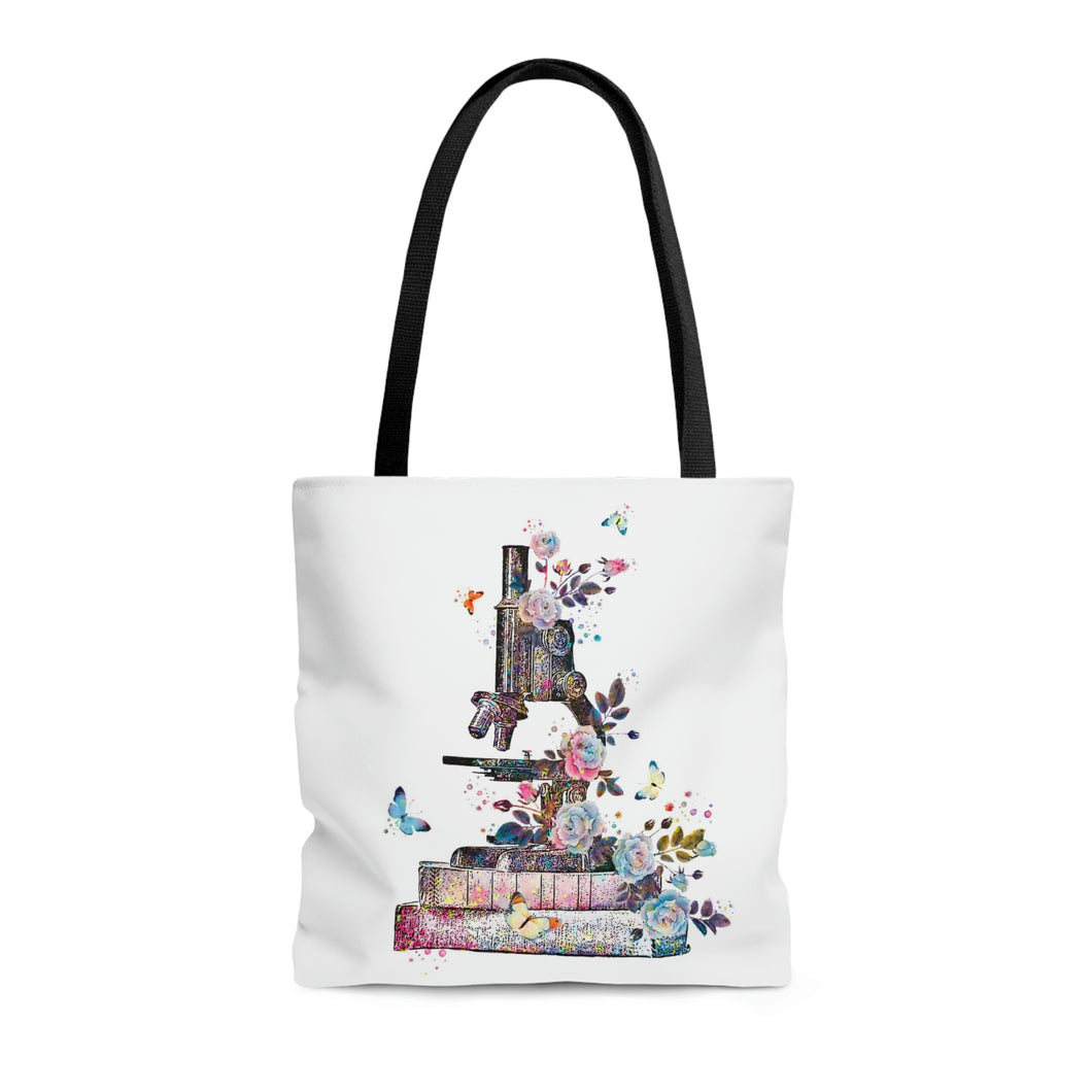Watercolor Microscope Tote Bag | Gift for Pathologists, Biologists or Life Science Lovers