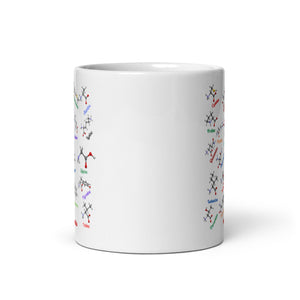 Amino Acids 3D Model White Glossy Mug | Gift for Biologists, Biochemists, Biophysicists, or Science Lovers